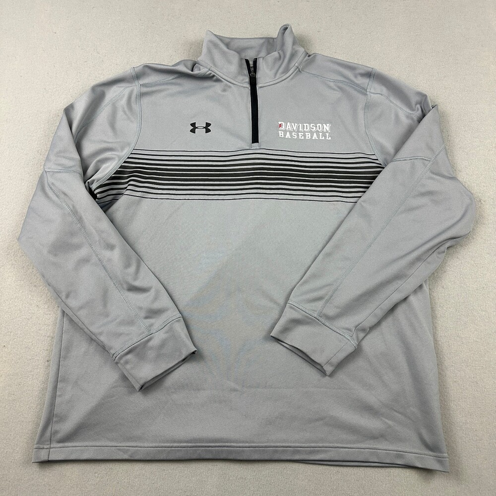 Davidson Wildcats Sweater Men Extra Large Gray 1/4 Zip Under Armour Baseball XL